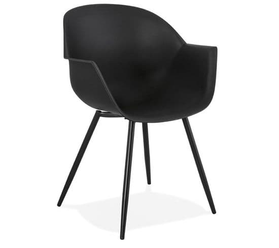 Chaise Design Avec Accoudoirs "sinco" 85cm Noir