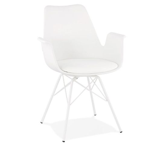 Chaise Design Avec Accoudoirs "soa" 82cm Blanc
