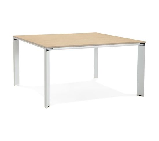 Table De Bureau Design "loina" 140cm Naturel Et Blanc