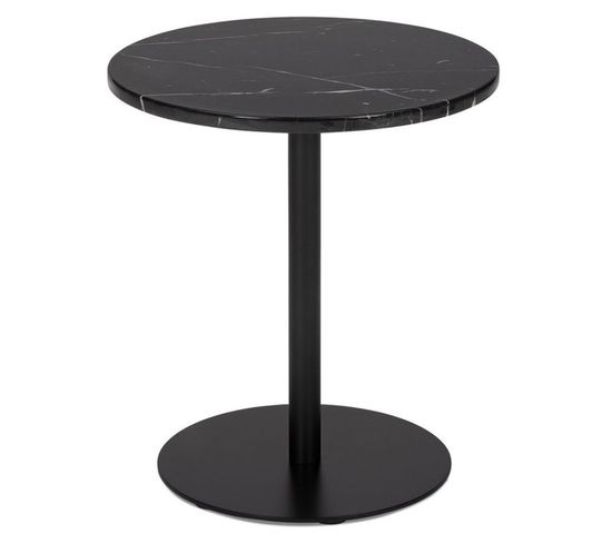 Table D'appoint Ronde En Marbre "tonya" 50cm Noir