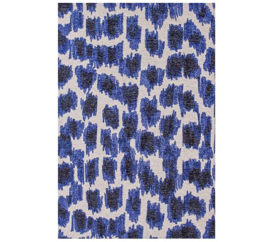 Tapis De Salon Moderne Tissé Plat Taki En Polyester - Bleu Marine - 140x200 Cm