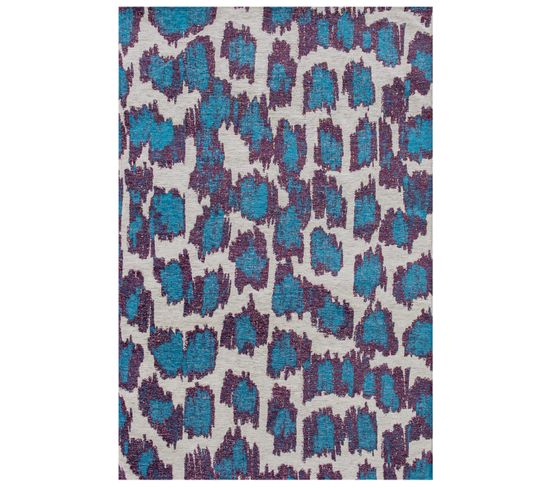 Tapis De Salon Moderne Tissé Plat Taki En Polyester - Bleu Canard - 140x200 Cm