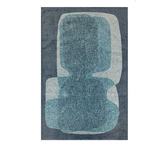 Tapis De Salon Moderne Tissé Plat Touc Touc En Polyester - Bleu - 140x200 Cm