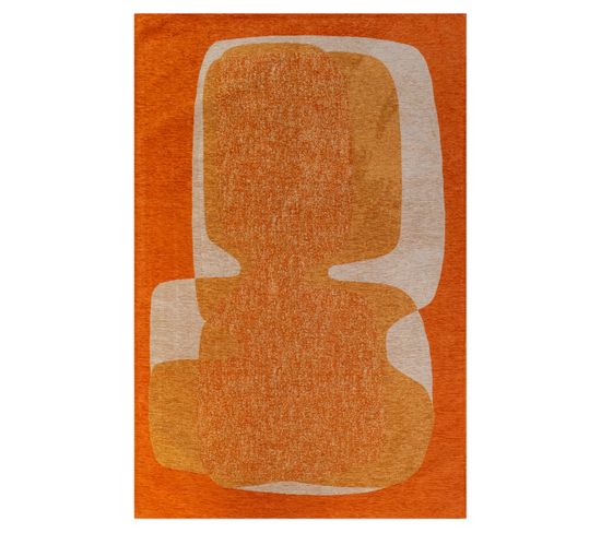 Tapis De Salon Moderne Tissé Plat Touc Touc En Polyester - Orange - 80x150 Cm