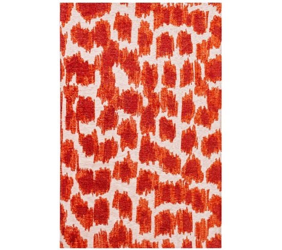 Tapis De Salon Moderne Tissé Plat Taki En Polyester - Orange - 80x150 Cm