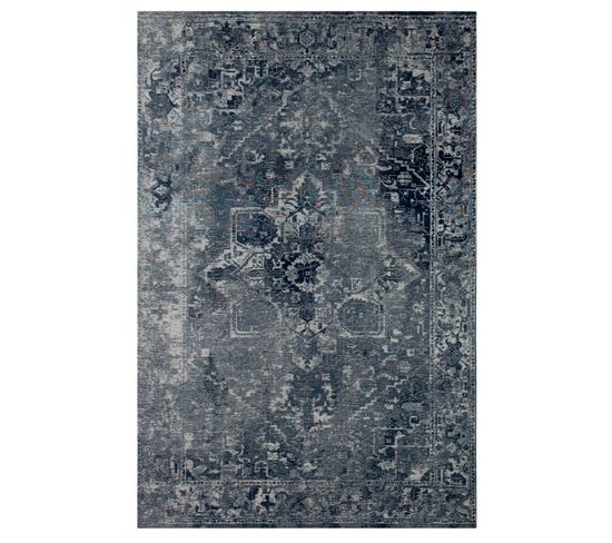 Tapis De Salon Moderne Tissé Plat Crown En Polyester - Bleu - 200x280 Cm