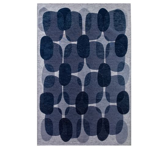 Tapis De Salon Moderne Tissé Plat Black Spice En Polyester - Bleu - 240x340 Cm
