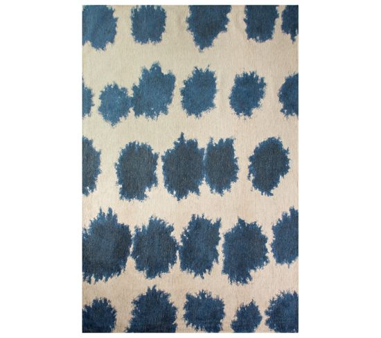 Tapis De Salon Moderne Tissé Plat Bullet En Polyester - Bleu - 140x200 Cm