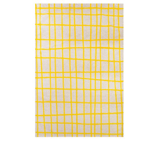 Tapis De Salon Moderne Tissé Plat Vero En Polyester - Jaune - 80x150 Cm