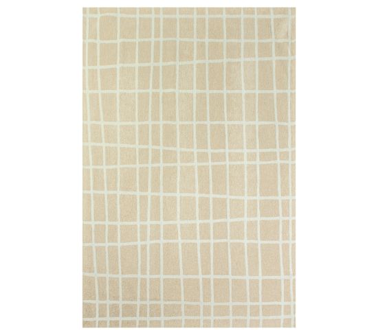 Tapis De Salon Moderne Tissé Plat Vero En Polyester - Beige - 170x240 Cm