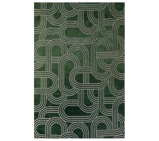 Tapis De Salon Moderne Tissé Plat Fever En Polyester - Vert - 200x280 Cm