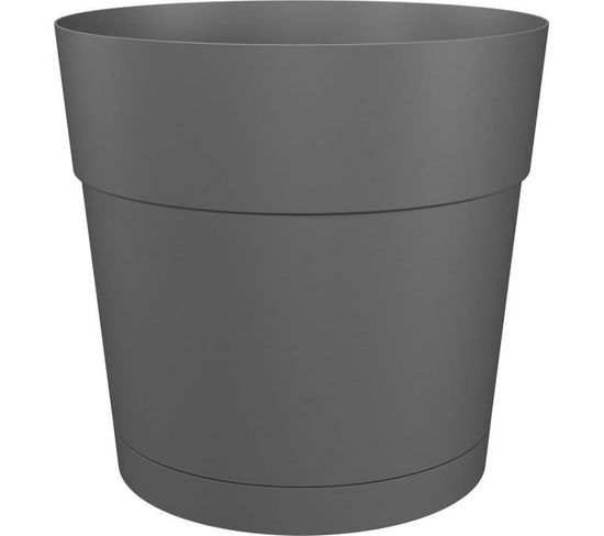 Pot À Fleurs Et Plantes Rond Capri Large - Plastique - Réservoir D'eau - 30 Cm - Anthracite