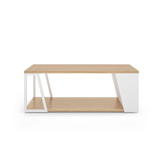 Table Basse Design Chêne Clair Et Blanc Laqué - Albi