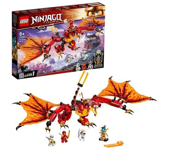 71753 Ninjago L'attaque Du Dragon De Feu Avec Mini Figurines Kai, Zane Et Nya