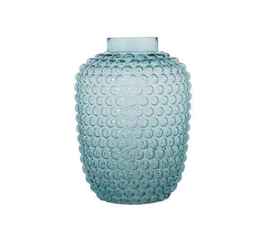 Vase En Verre Bleu H25