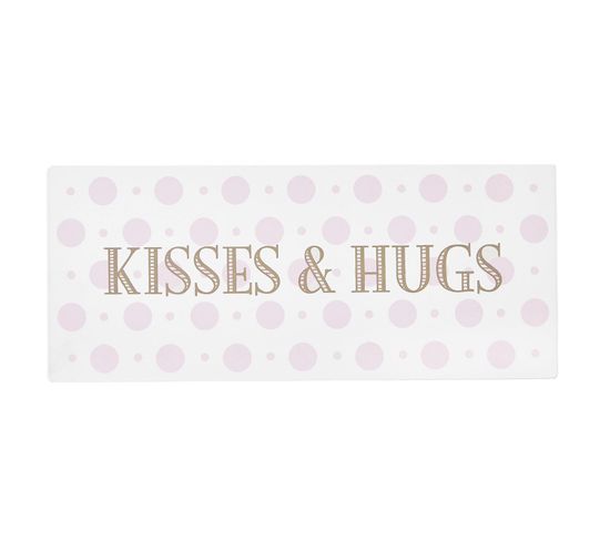 Plaque Métallique De Décoration - Kisses et Hugs - Rose