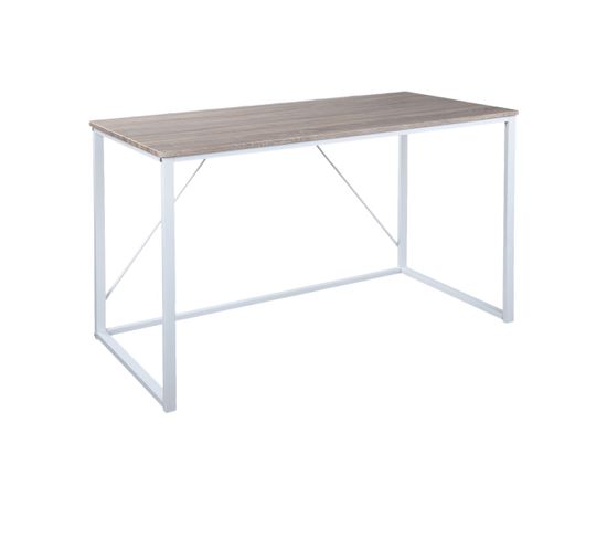 Bureau Chene Blanc Simple Scandinave Bois Metal 120 60 Bureau Secretaire But