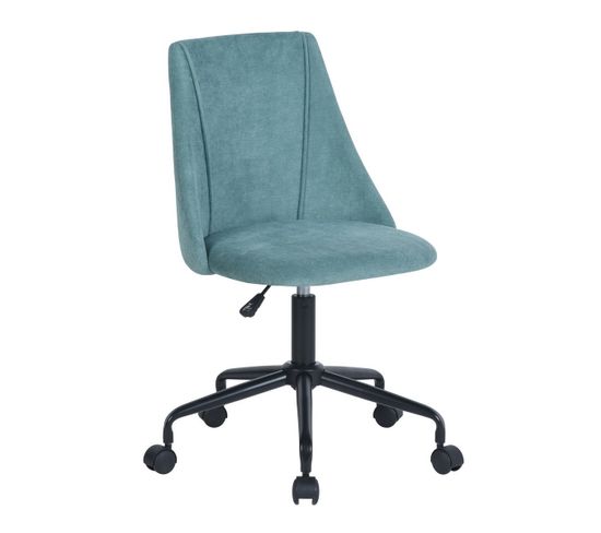 Chaise de bureau scandinave vert tissu à roulettes reglable hauteur d'assise 46-56cm