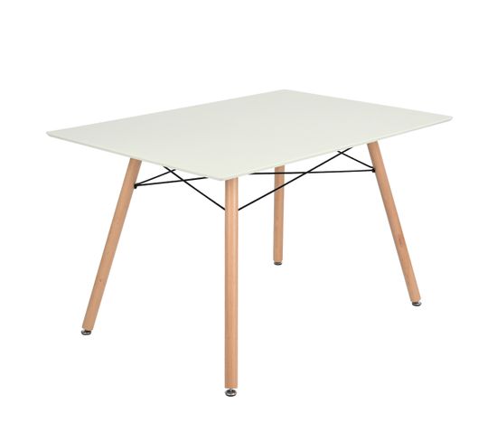 Table à manger Séjour cuisine scandinave moderne rectangulaire 4 places blanche 110*70*72cm