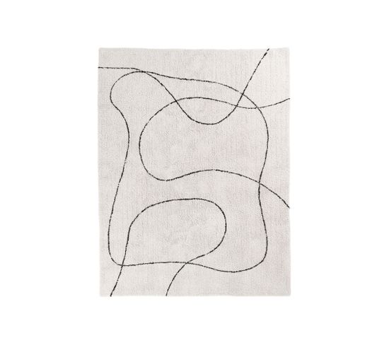 Tampa - Tapis Avec Formes Organiques - Couleur - Noir / Blanc, Dimensions - 160x230 Cm