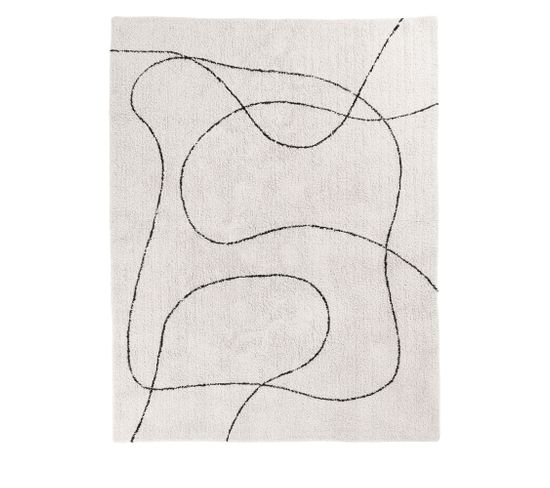 Tampa - Tapis Avec Formes Organiques - Couleur - Noir / Blanc, Dimensions - 200x300 Cm