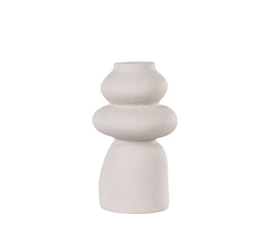 Nosara - Vase De Forme Organique En Grès H26,5cm - Couleur - Blanc Ivoire
