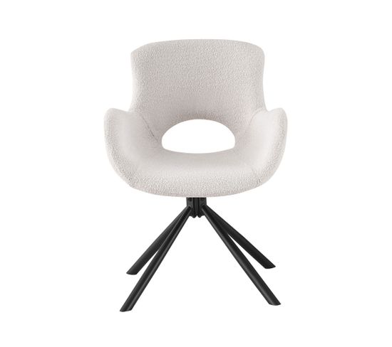 Amorim - Chaise De Bureau En Tissu Bouclette Et Métal - Couleur - Blanc
