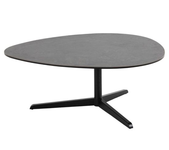 Table Basse Galet En Céramique Et Pied En Métal Noir L100 - Barbara