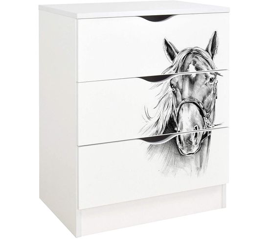 Commode Blanche Avec Les Tiroirs Roma - Cheval
