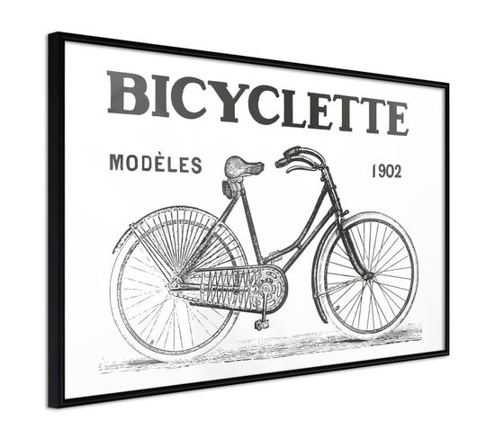 Affiche Murale Encadrée "bicyclette" 60 X 40 Cm Noir