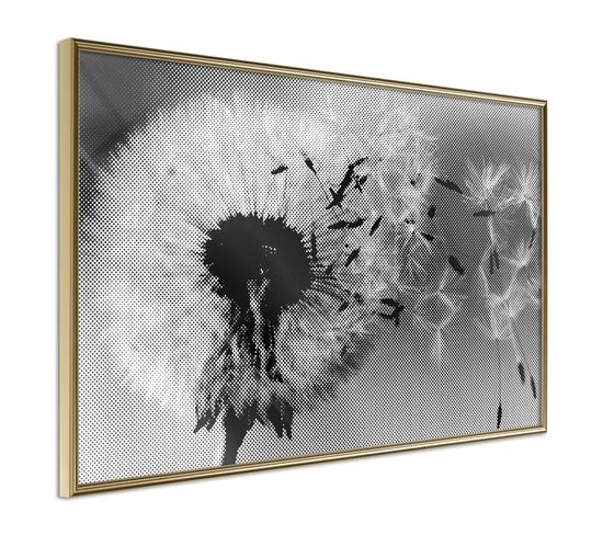 Affiche Murale Encadrée "dandelion In The Wind" 45 X 30 Cm Or