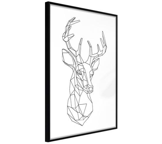 Affiche Murale Encadrée "minimalist Deer" 40 X 60 Cm Noir