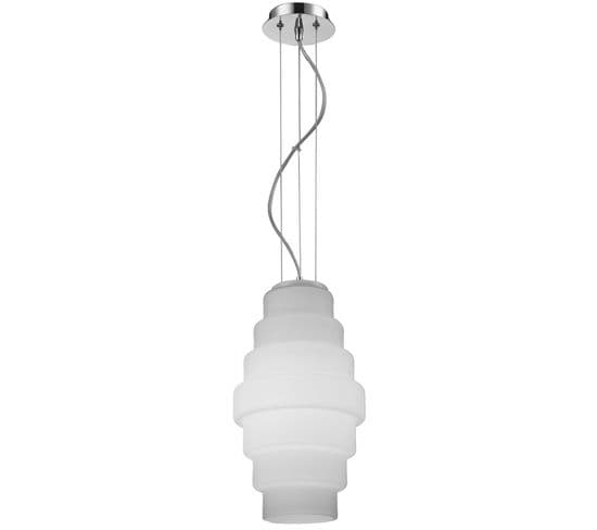 Lampe Suspension Verre "britt" 30cm Blanc