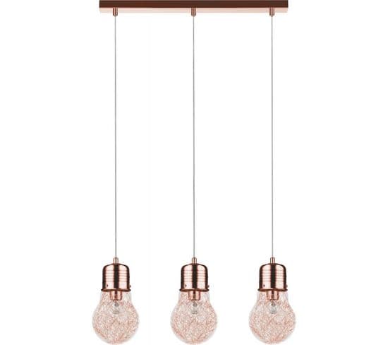 Lampe Suspension 3 Têtes "bulb" 60cm Cuivre