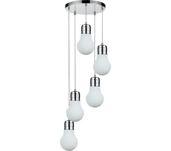 Lampe Suspension 5 Têtes "bulb" 35cm Blanc