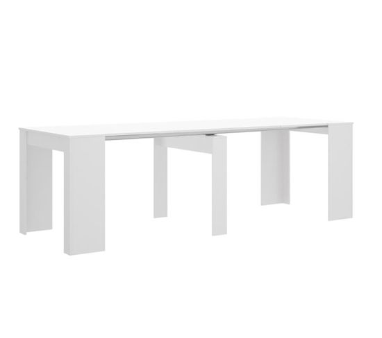 Table Console Extensible En Chêne Blanc Brillant - Longueur 54-239 X Hauteur 77 X Profondeur 90 Cm
