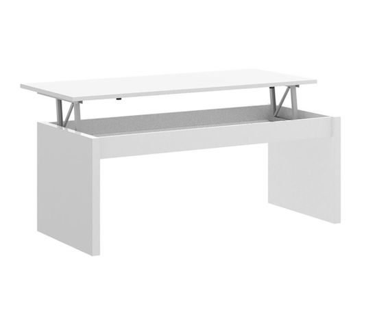 Table Basse Modulable Coloris Blanc Brillant - Longueur 102 X Profondeur 50 X Hauteur 43 Cm