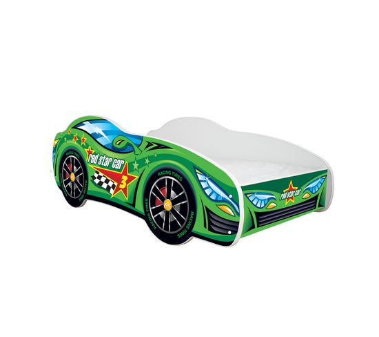 Lit Enfant Voiture Racing Green Car + Matelas