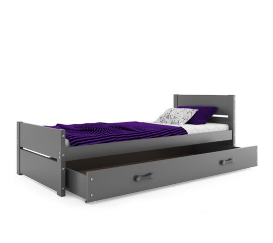 lit enfant bart 90x200 avec matelas sommier et tiroir en gris lit avec rangement but