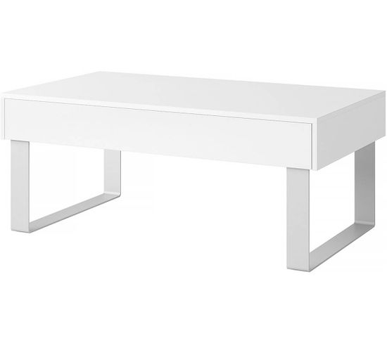 Table Basse "calabrini C12"- 110 X 45 X 64cm - Blanc Brillant