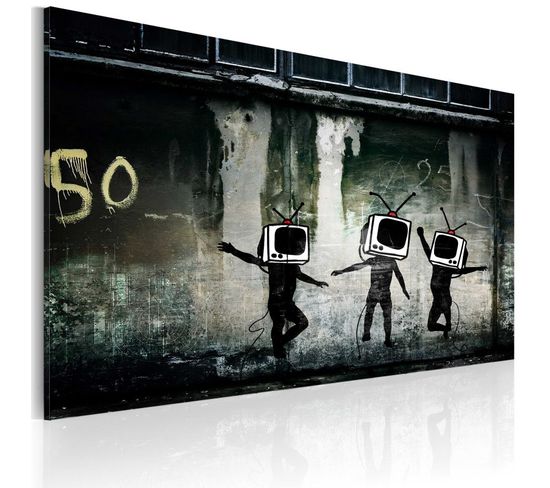 Tableau Imprimé "danse De TV Têtes - Banksy" 40x60cm