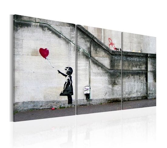 Tableau 3 Panneaux "il Ya Toujours De L'espoir - Banksy" 30 X 60 Cm