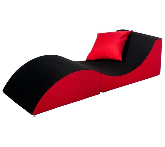 Chaise Longue 3 En 1 Multi-usage Noir-rouge