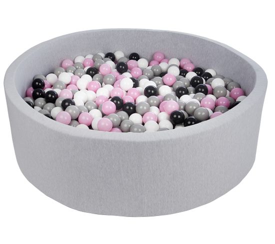 Piscine À Balles Pour Enfant, Diamètre Env.125 Cm, Aire De Jeu + 900 Balles Noir,blanc,rose,gris