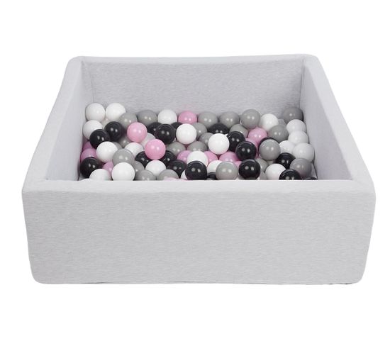 Piscine À Balles Pour Enfant,: 90x90 Cm, Aire De Jeu + 150 Balles Noir,blanc,rose Clair,gris