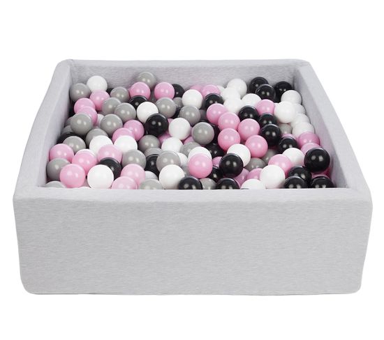 Piscine À Balles Pour Enfant, 90x90 Cm, Aire De Jeu + 450 Balles Noir,blanc,rose Clair,gris