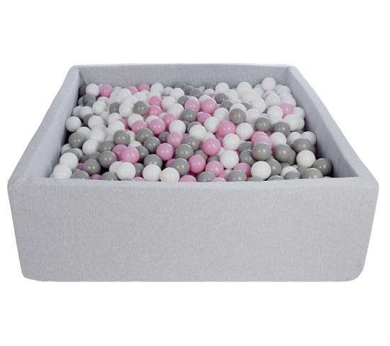 Piscine À Balles Pour Enfant, 120x120 Cm, Aire De Jeu + 1200 Balles Blanc,rose Clair,gris