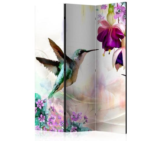 Paravent 3 Volets "hummingbirds et Flowers" 135x172cm