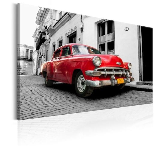Tableau Imprimé "cuban Classic Car Red" 60 X 90 Cm