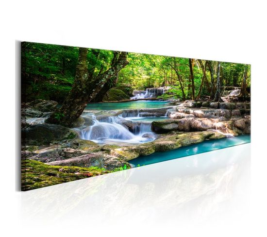 Tableau Imprimé "nature : Forest Waterfall" 50 X 150 Cm